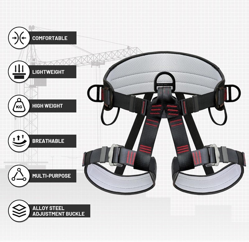 DIJJIG Climbing Belts, Thicken Professional Half Body Safety Belt Climbing Gear for Tree Climbing, Fire Rescue, Roofing - Image 2